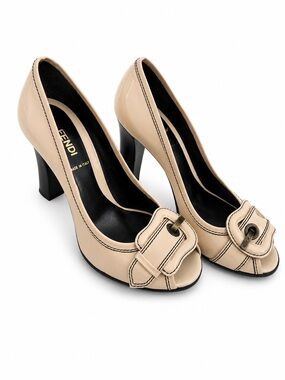 Fendi Buckle Ivory Heels